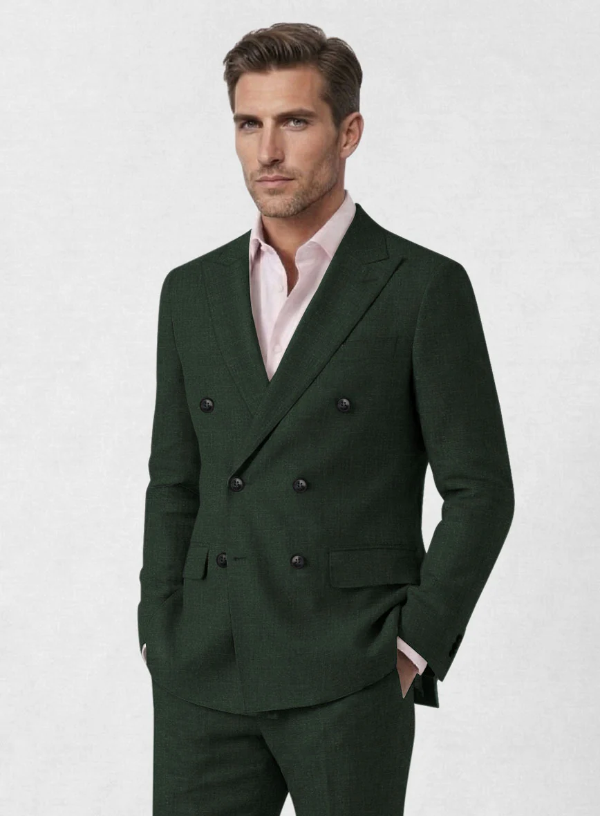 Martini Green Linen Double Breasted Jacket - Image 2