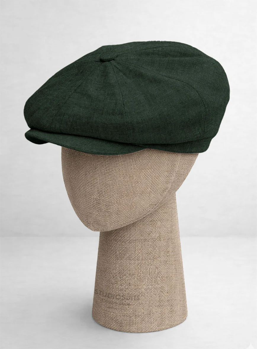 Martini Green Linen Newsboy Cap - Image 4