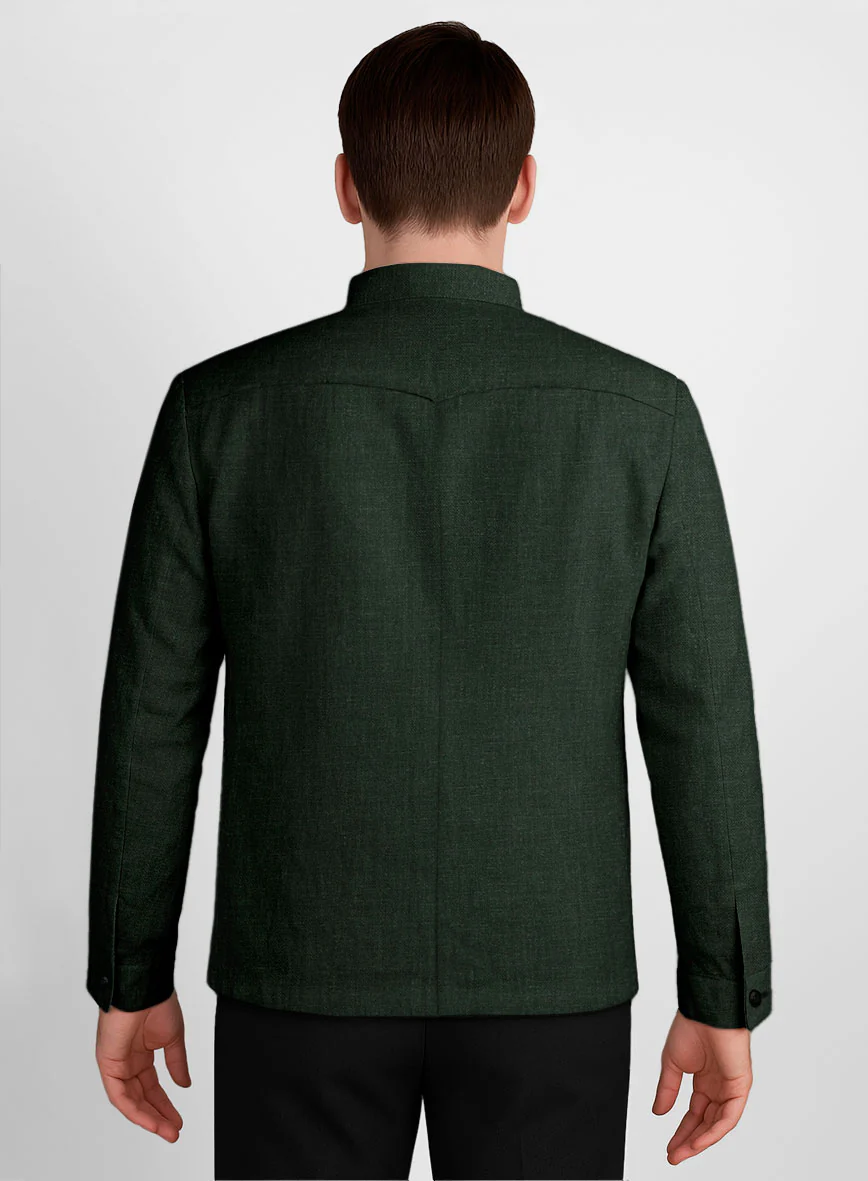 Martini Green Linen Zipper Jacket - Image 3