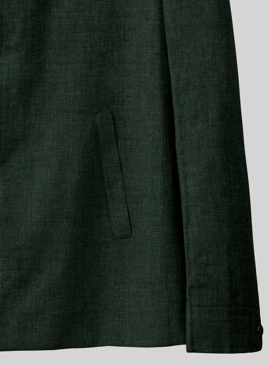 Martini Green Linen Zipper Jacket - Image 4