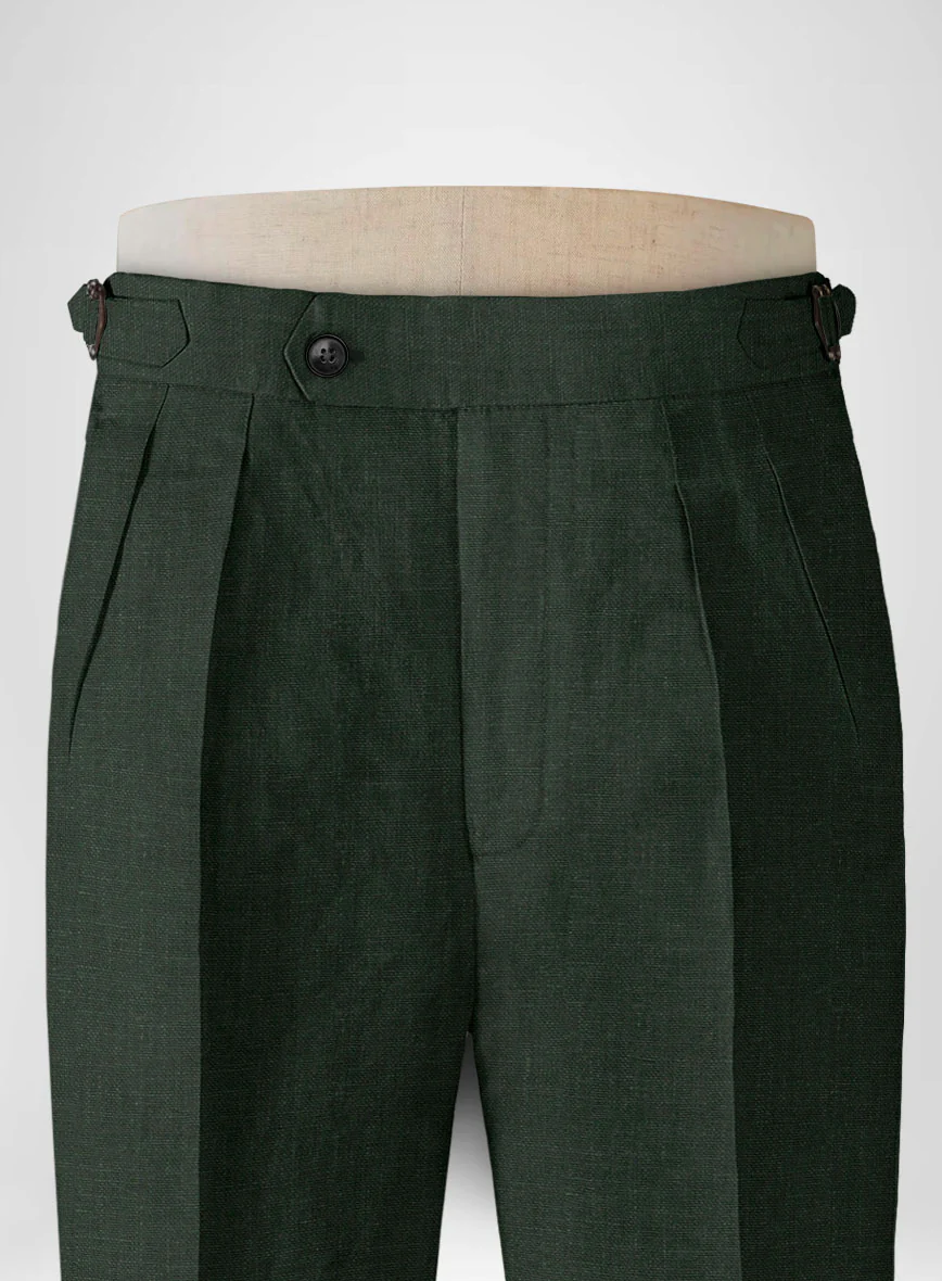 Martini Green Linen Highland Trousers - Image 4
