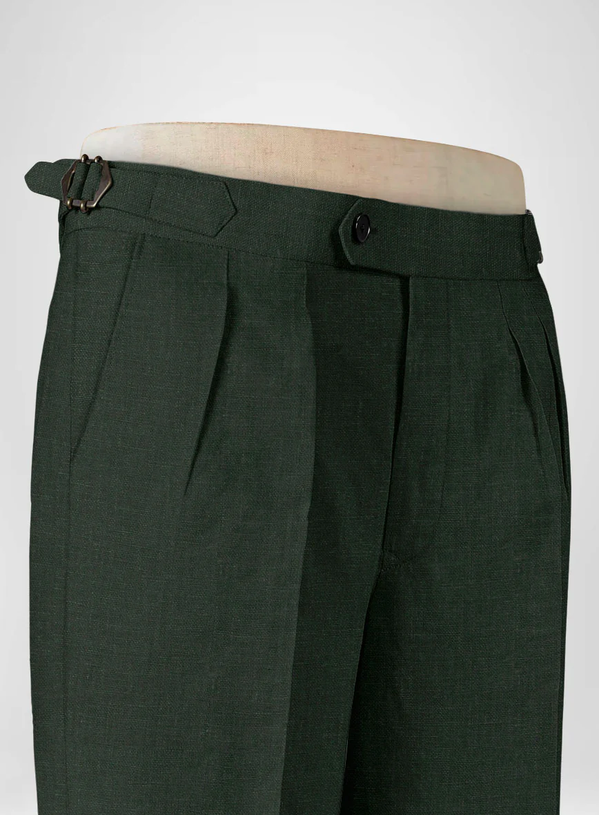 Martini Green Linen Highland Trousers - Image 6