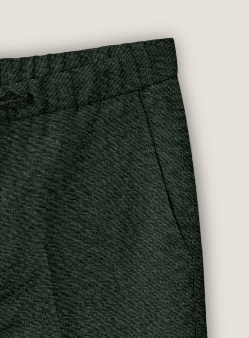 Martini Green Pure Linen Shorts - Image 3