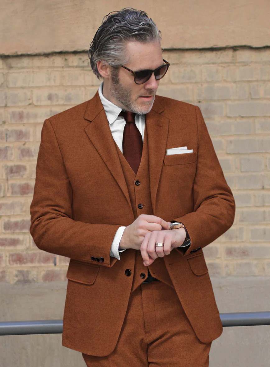 Melange Rust Tweed Jacket - Image 3