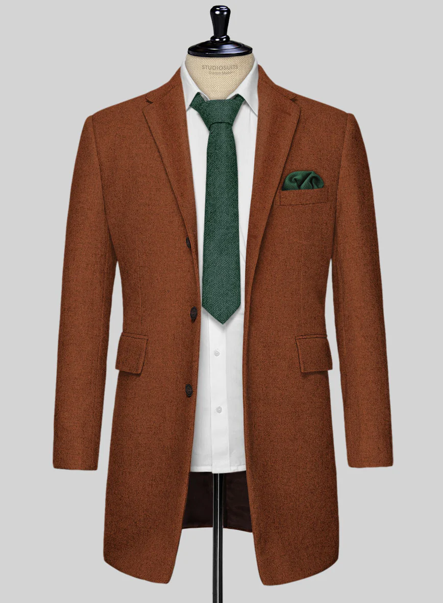 Melange Rust Tweed Overcoat - Image 2