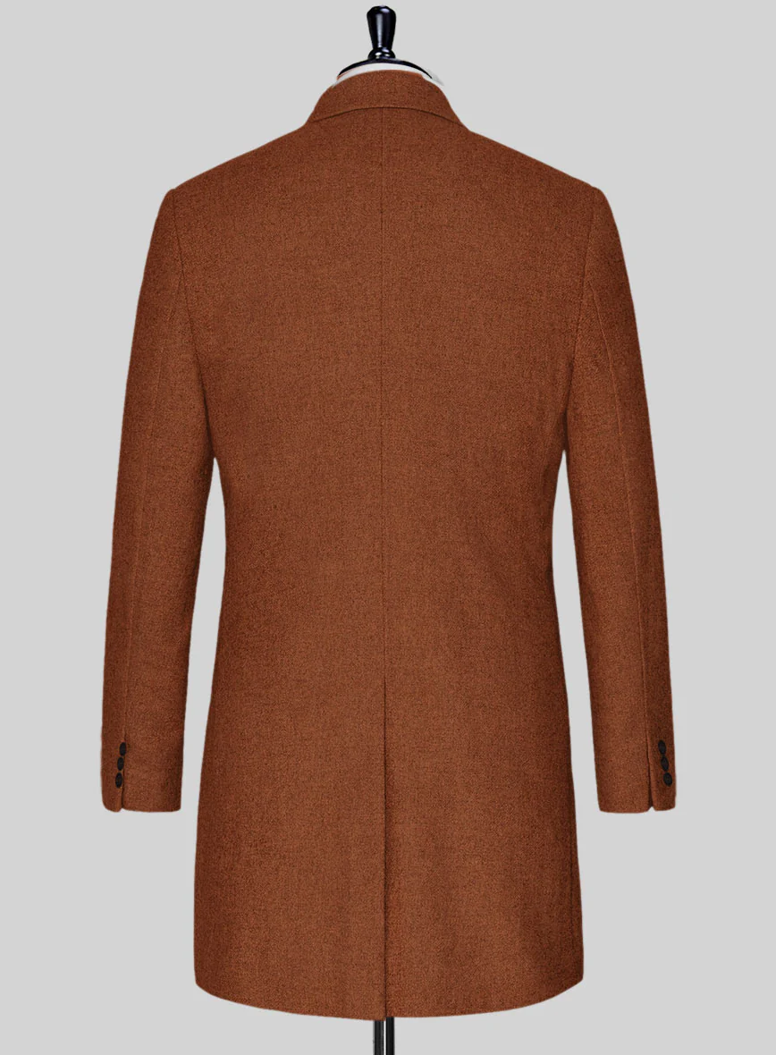 Melange Rust Tweed Overcoat - Image 3