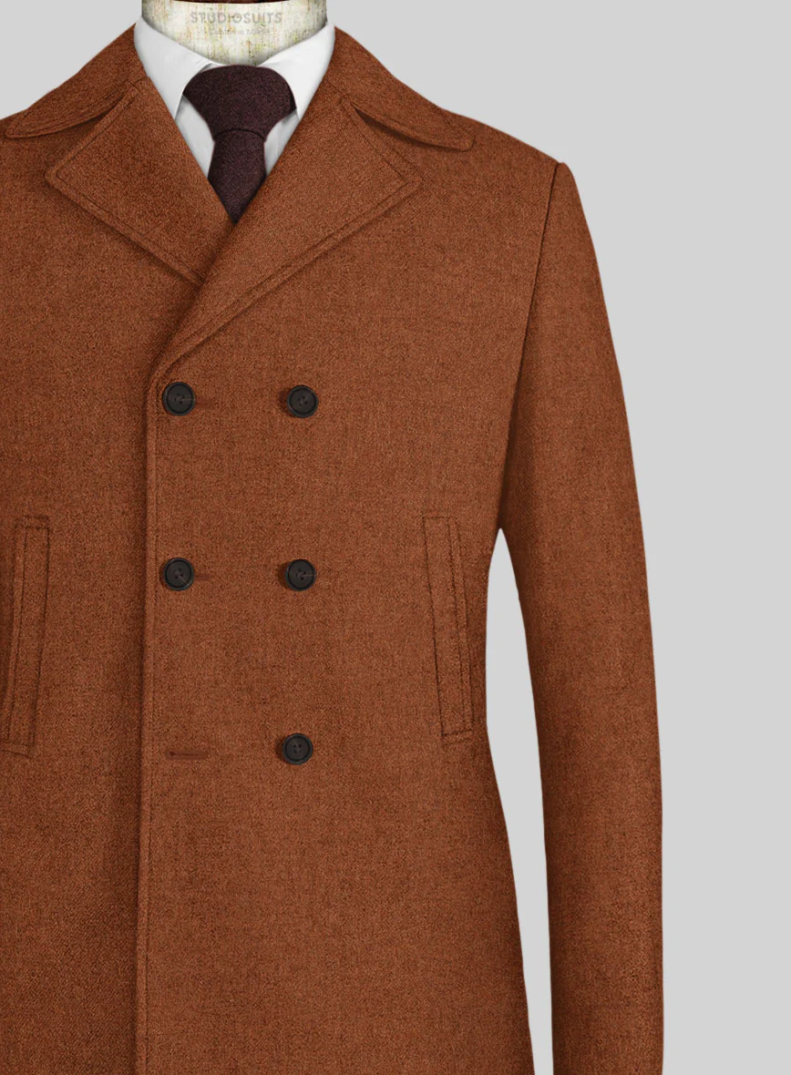 Melange Rust Tweed Pea Coat - Image 2