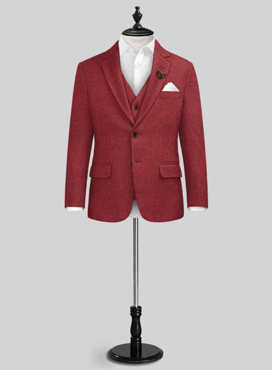 Melange Titan Red Tweed Boys Suit - Image 2