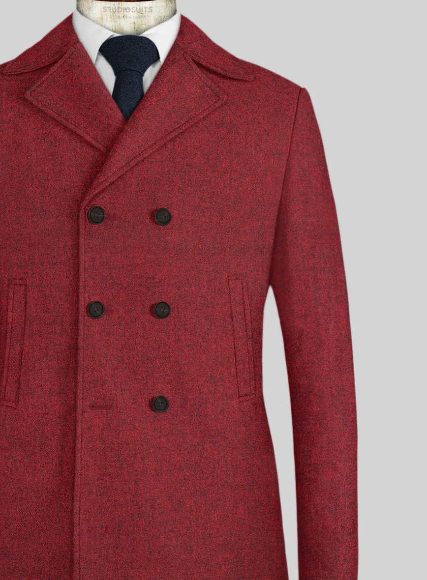 Melange Titan Red Tweed Pea Coat - Image 2