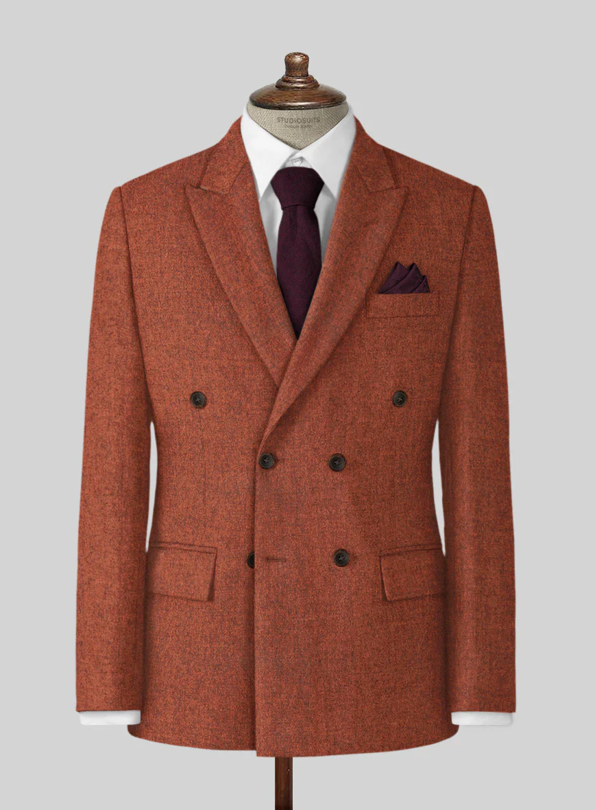 Melange Titan Rust Tweed Double Breasted Suit - Image 2