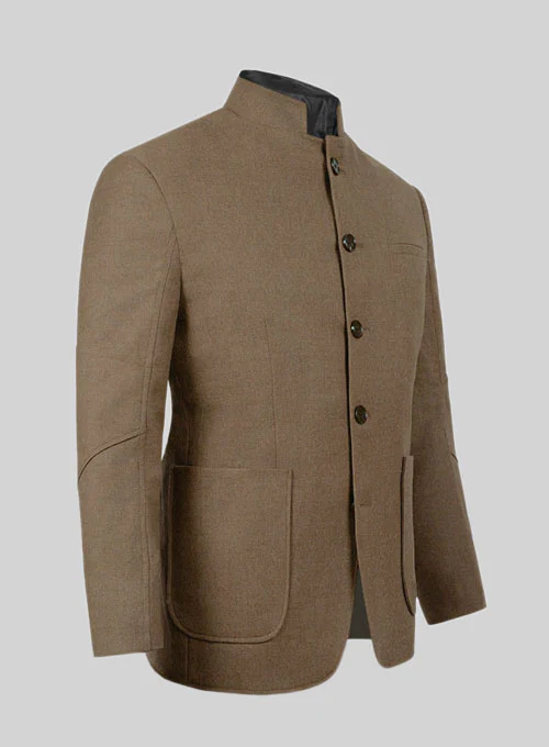 Mid Brown Flannel Wool Breezer Style Jacket - Image 2