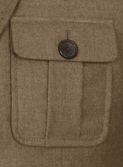 Mid Brown Flannel Wool Danish Style Sports Coat - Image 3