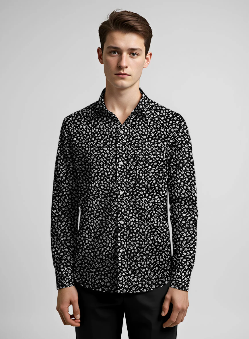 Midnight Flora Cotton Lycra Shirt - Image 2