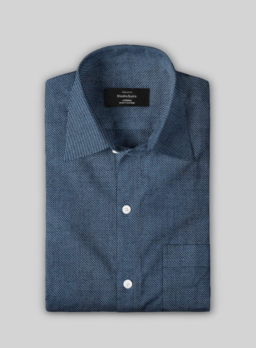 Midnight Microcheck Cotton Shirt - Image 2