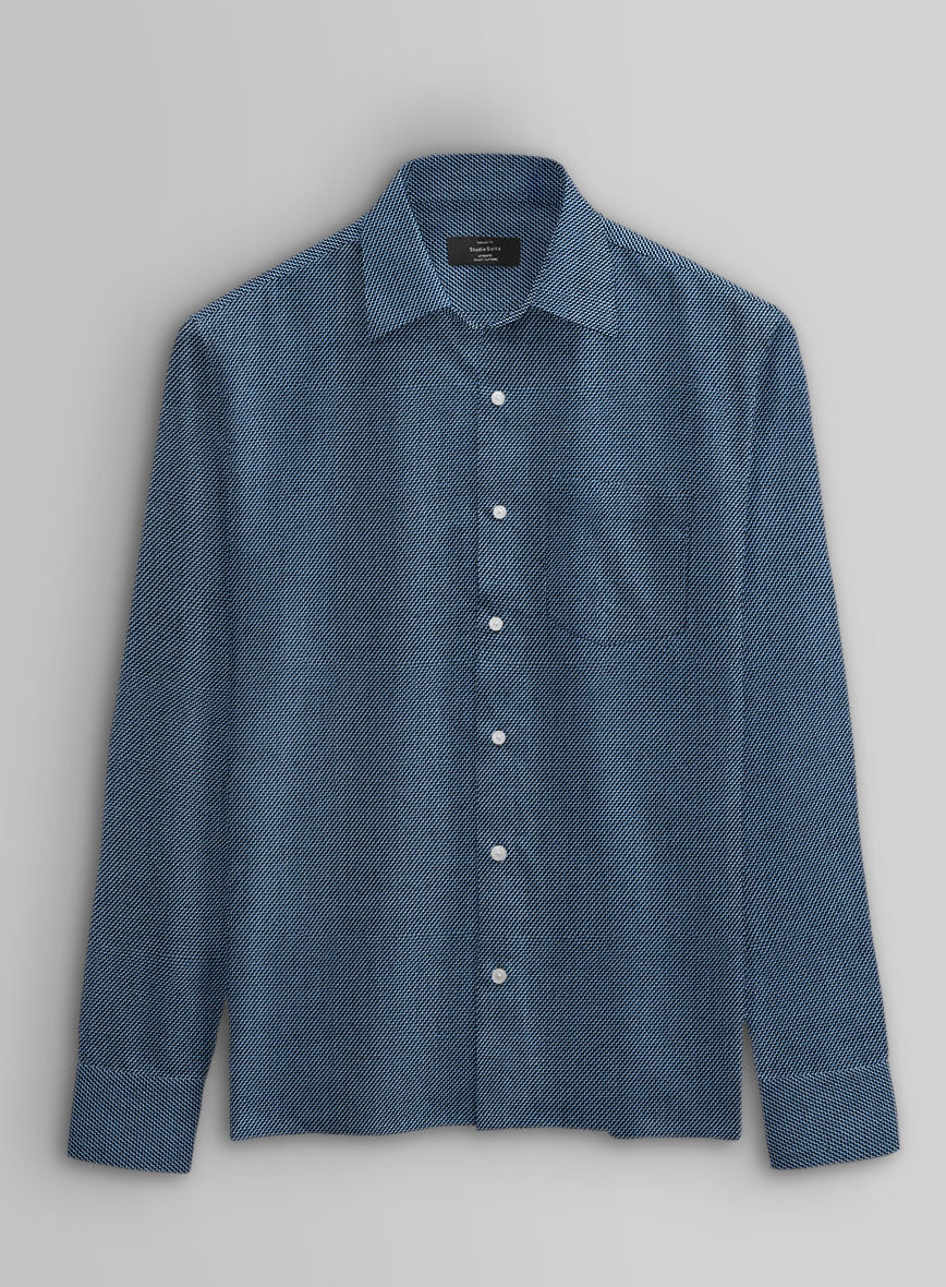 Midnight Microcheck Cotton Shirt - Image 3