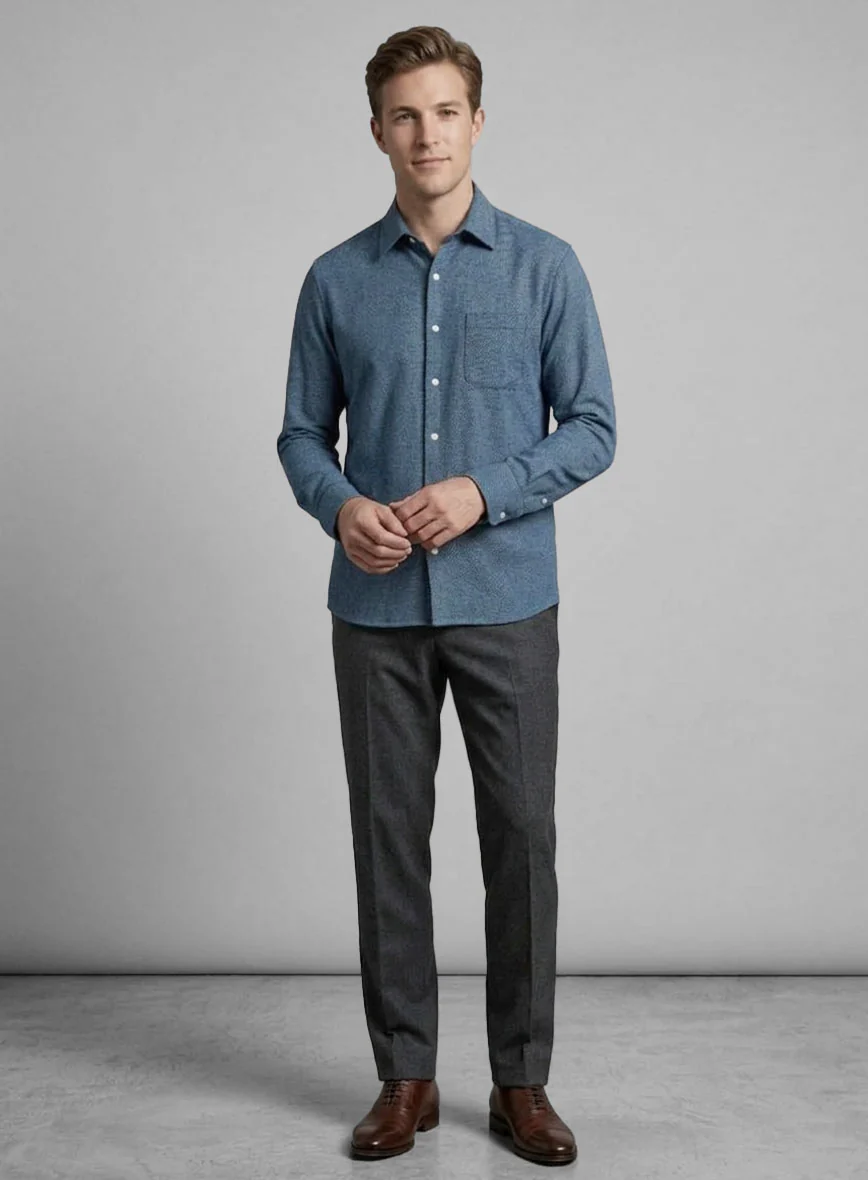 Midnight Microcheck Cotton Shirt - Image 4