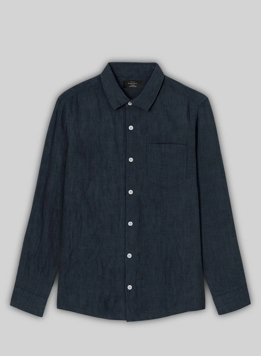Midnight Tide Pure Linen Shirt - Image 3