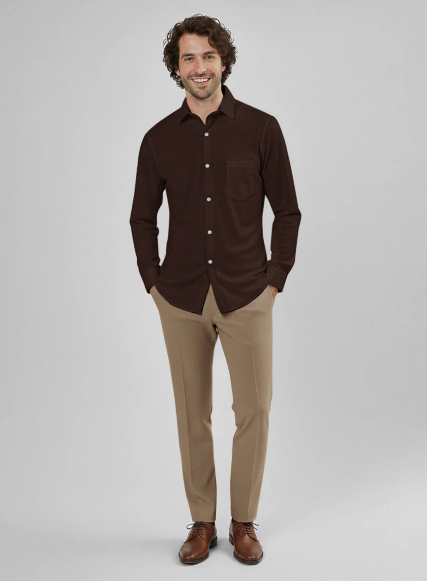 Mocha Dobby Cotton Shirt - Image 4