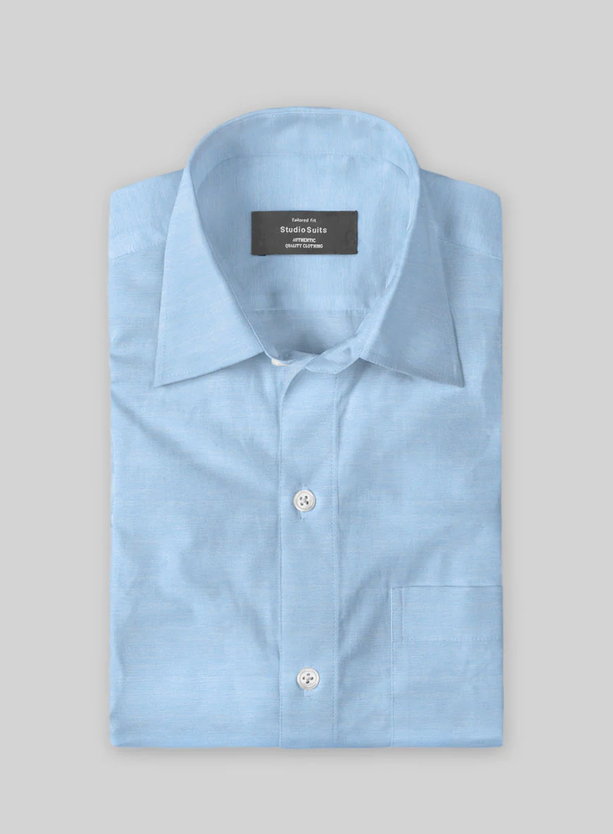 Montclair Blue Twill Cotton Shirt - Image 2