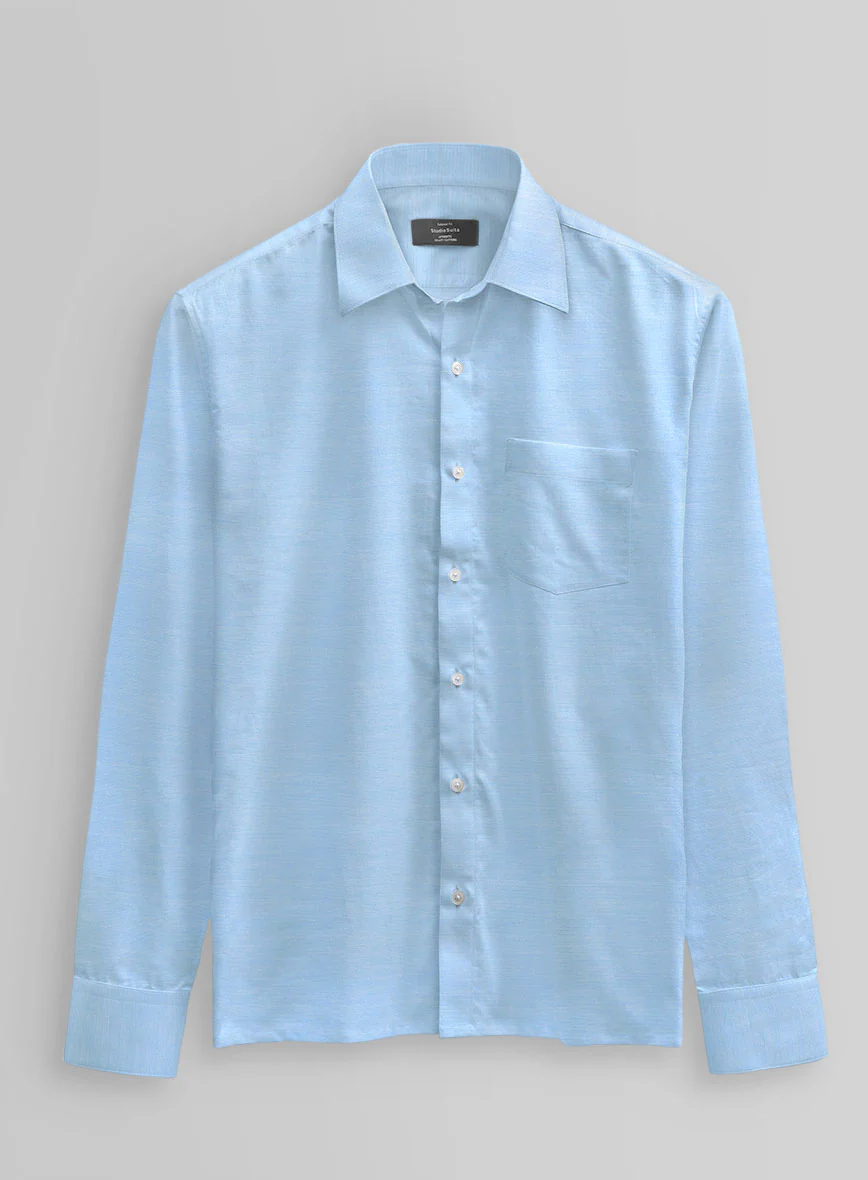 Montclair Blue Twill Cotton Shirt - Image 3