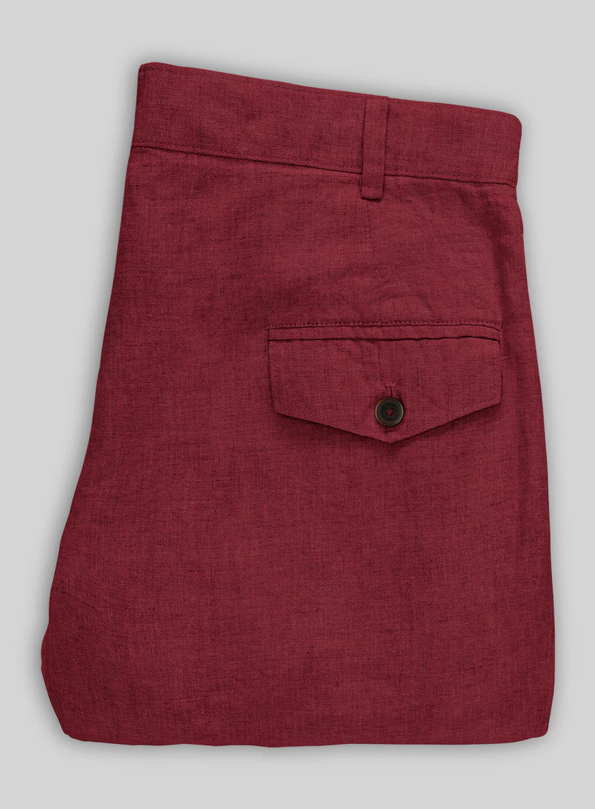 Moscow Maroon Linen Cargo Pants - Image 4