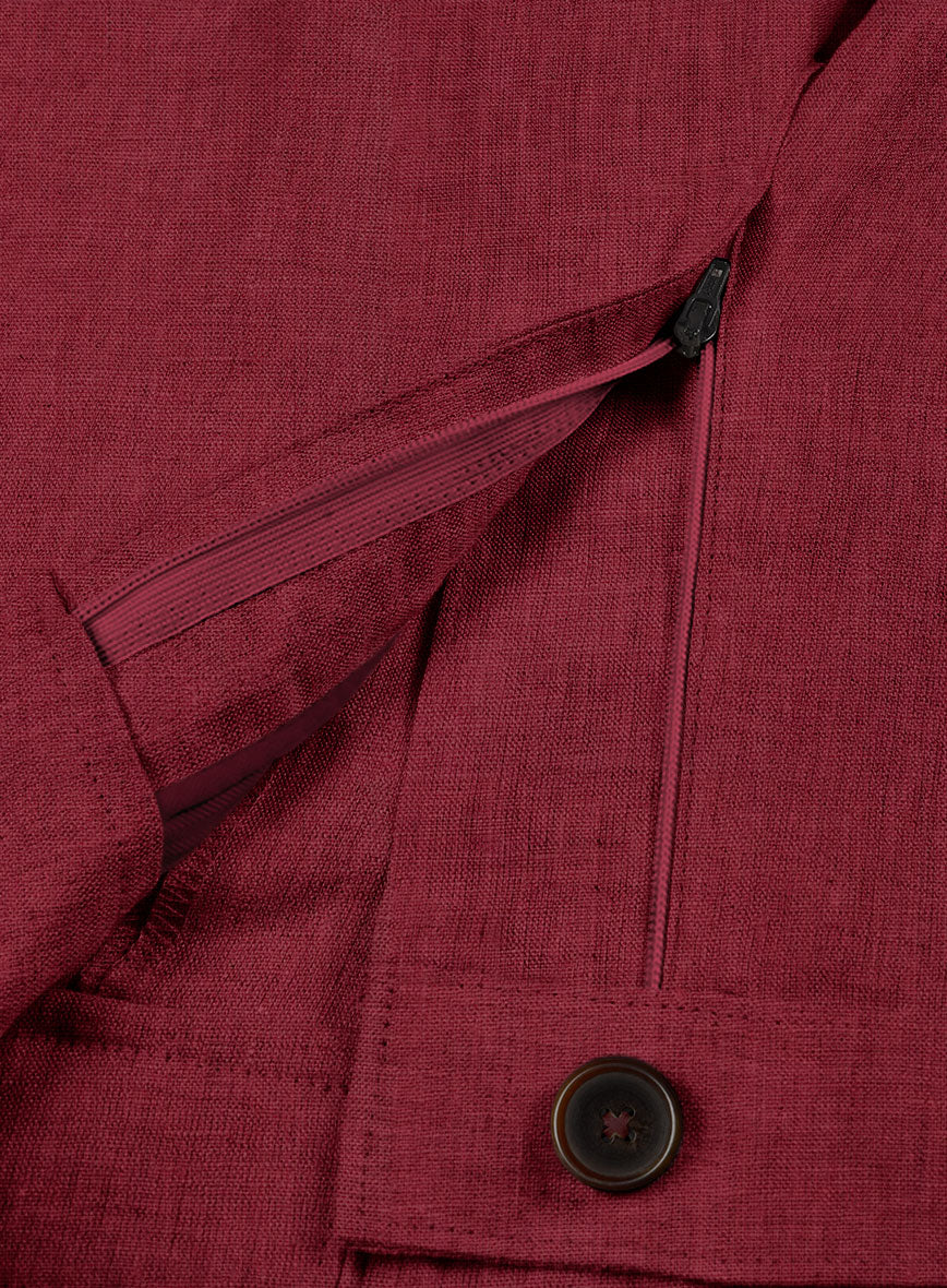 Moscow Maroon Linen Cargo Pants - Image 6
