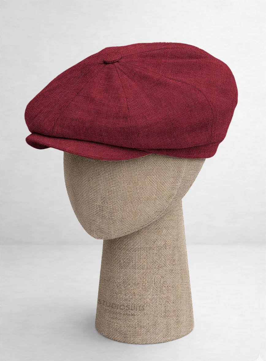 Moscow Maroon Linen Newsboy Cap - Image 3