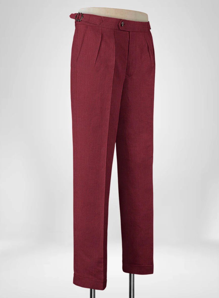Moscow Maroon Linen Highland Trousers - Image 2