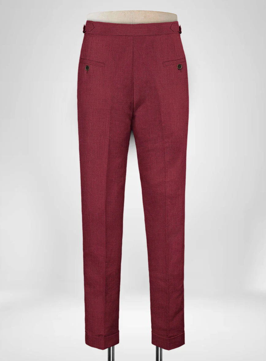 Moscow Maroon Linen Highland Trousers - Image 3