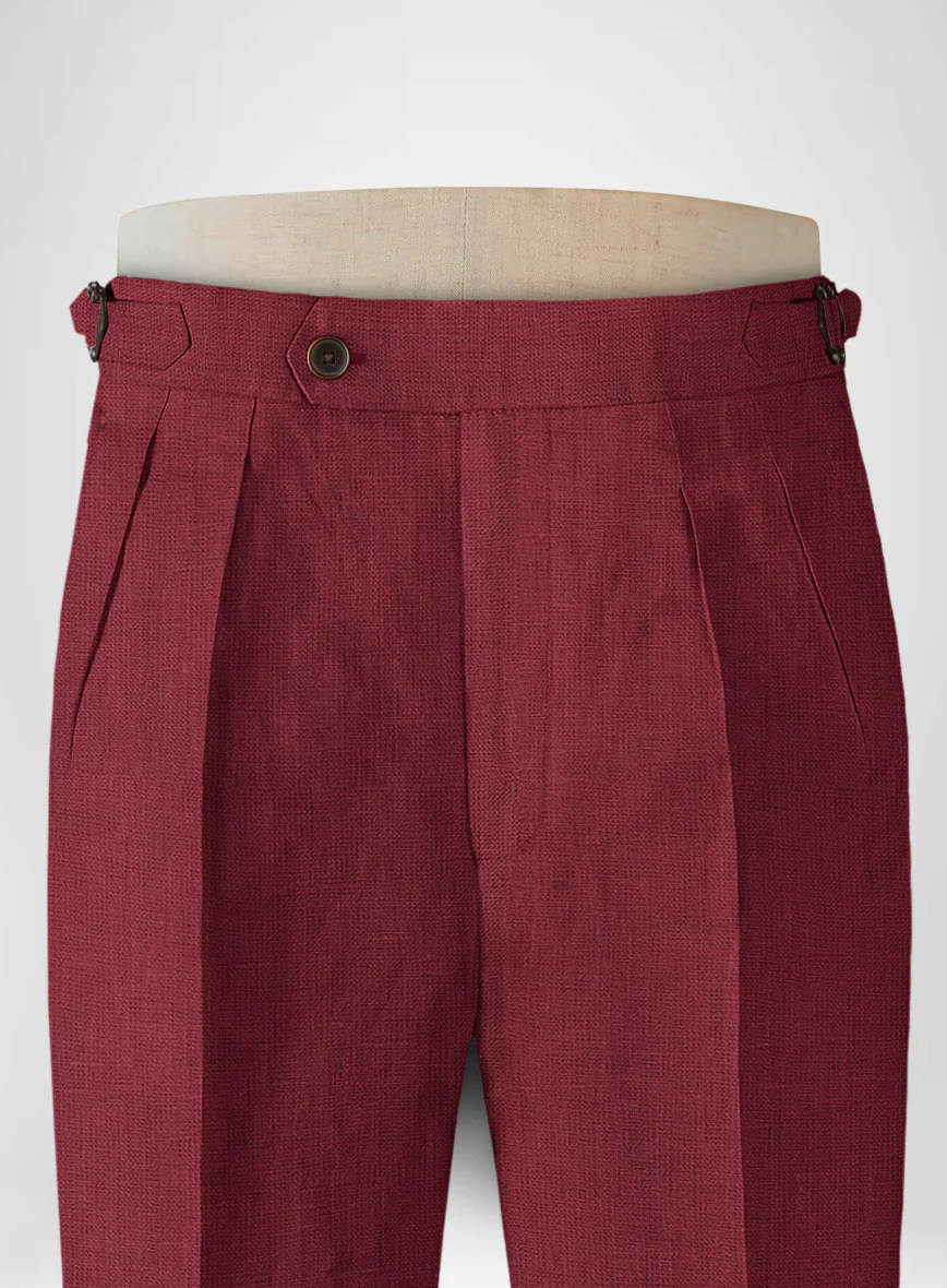 Moscow Maroon Linen Highland Trousers - Image 4
