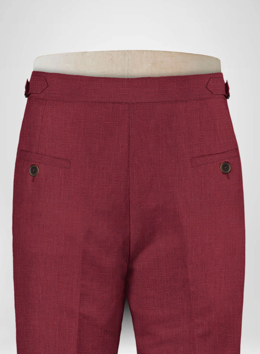 Moscow Maroon Linen Highland Trousers - Image 5