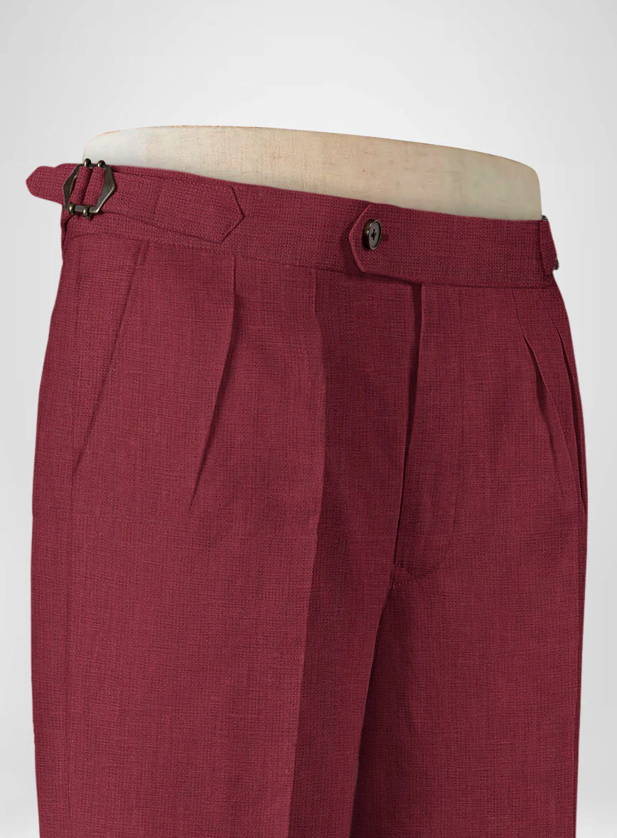 Moscow Maroon Linen Highland Trousers - Image 6