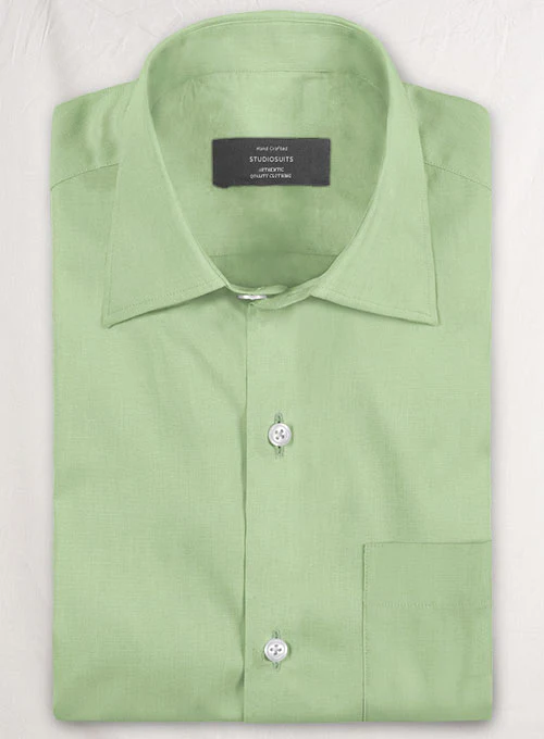 Moss Green Stretch Twill Shirt - Image 2