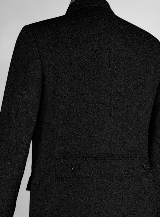 Musto Black Heavy Tweed Overcoat - Image 4