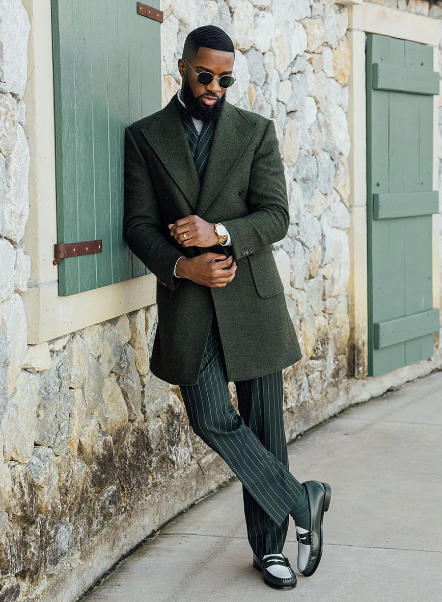 Musto Green Heavy Tweed Overcoat - Image 2