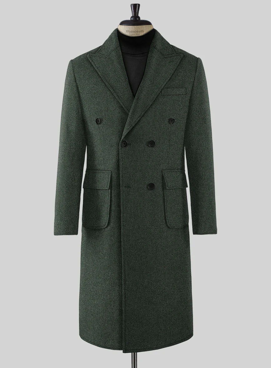 Musto Green Heavy Tweed Overcoat - Image 3