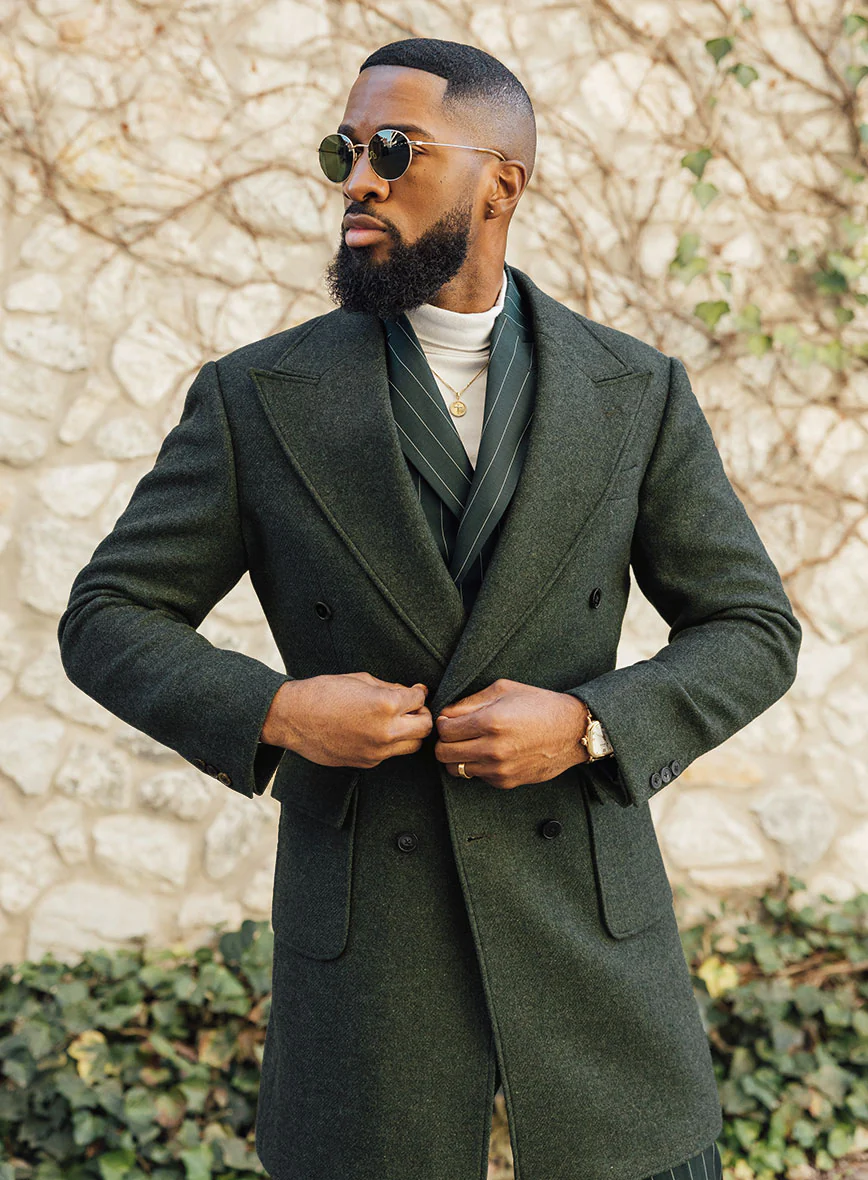 Musto Green Heavy Tweed Overcoat - Image 5