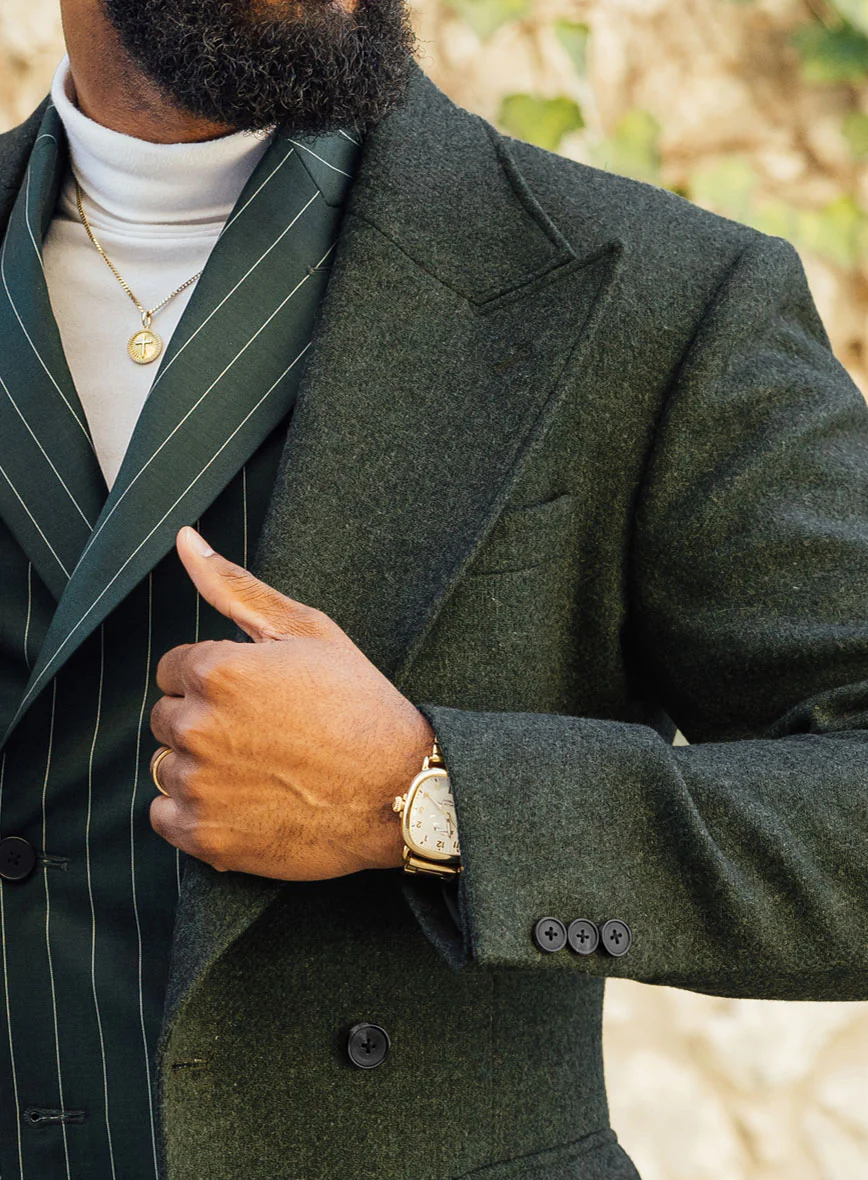 Musto Green Heavy Tweed Overcoat - Image 6