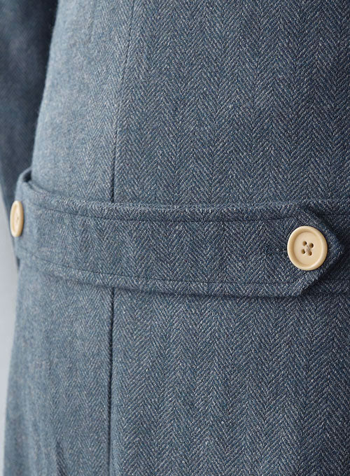Musto Vintage Herringbone Blue Tweed Overcoat - Image 3