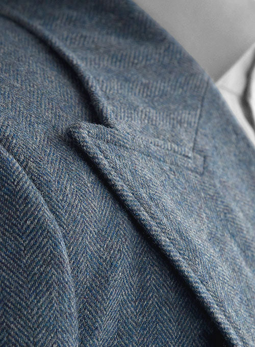 Musto Vintage Herringbone Blue Tweed Overcoat - Image 4