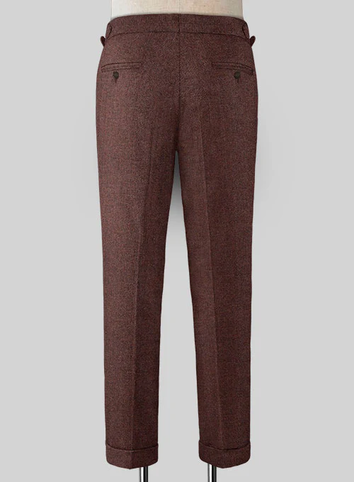 Mute Wine Herringbone Highland Tweed Trousers - Image 3