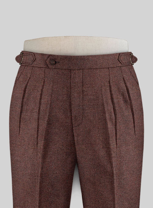Mute Wine Herringbone Highland Tweed Trousers - Image 4
