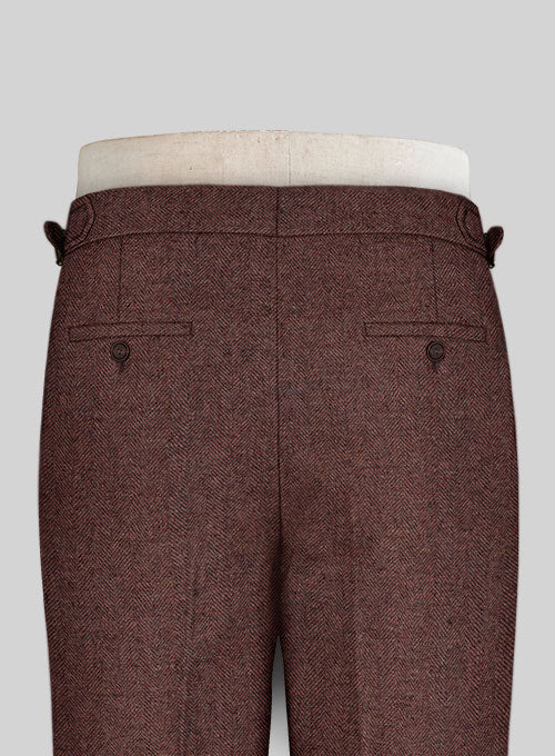 Mute Wine Herringbone Highland Tweed Trousers - Image 5