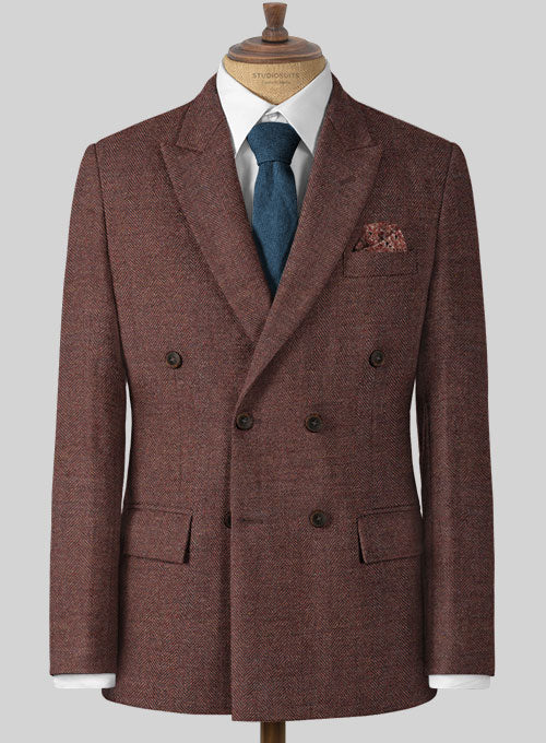 Mute Wine Herringbone Tweed Double Breasted Suit - Image 2