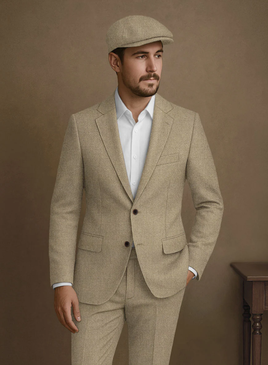 Naples Barista Beige Tweed Suit - Image 4