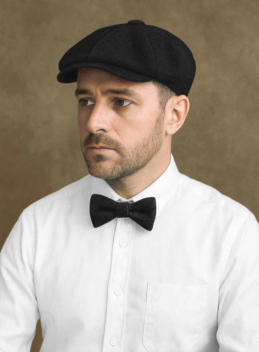 Naples Black Tweed Newsboy Cap - Image 2
