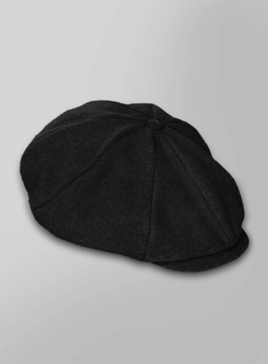 Naples Black Tweed Newsboy Cap - Image 3