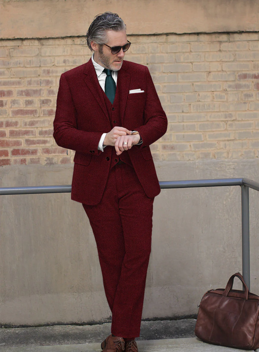Naples Burgundy Tweed Suit - Image 2