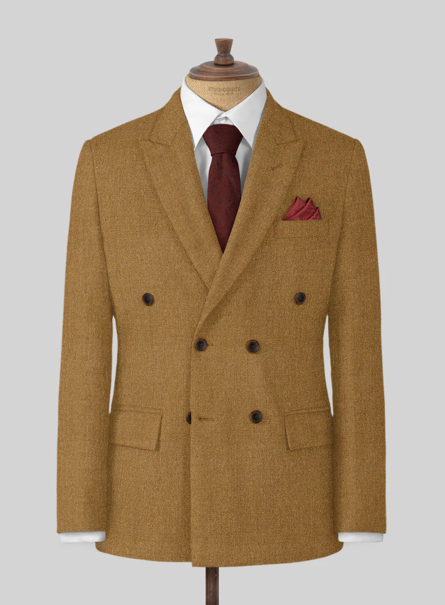 Naples Camel Tweed Double Breasted Suit - Image 2