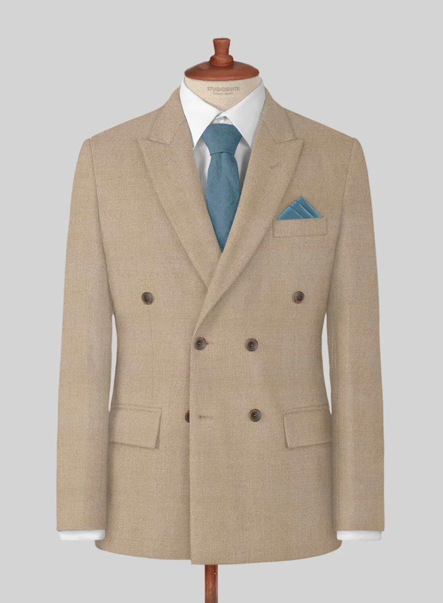 Naples Champagne Tweed Double Breasted Suit - Image 2